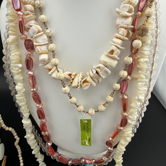 Boho Jewelry Lot Coastal Shell Beaded Bracelet Necklace Some Signed - Picture 8 of 11